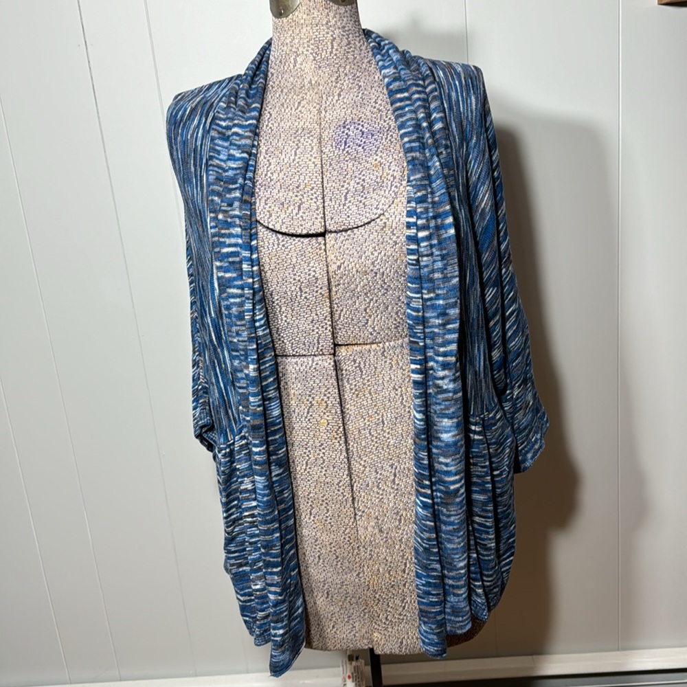 Christopher & Banks Womens Large Open Cardigan Blue Brown White